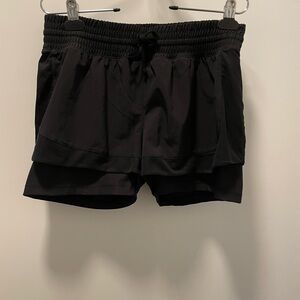 MPG Black Athletic Shorts with Elastic Waistband and Double-Layer Design